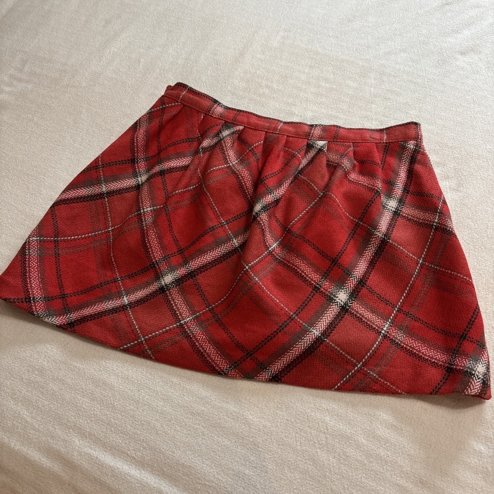 Old Navy Wool Blend Mini Skirt Red Gray Plaid Lined  Women's Size 4 Y2K Academia - Picture 6 of 7